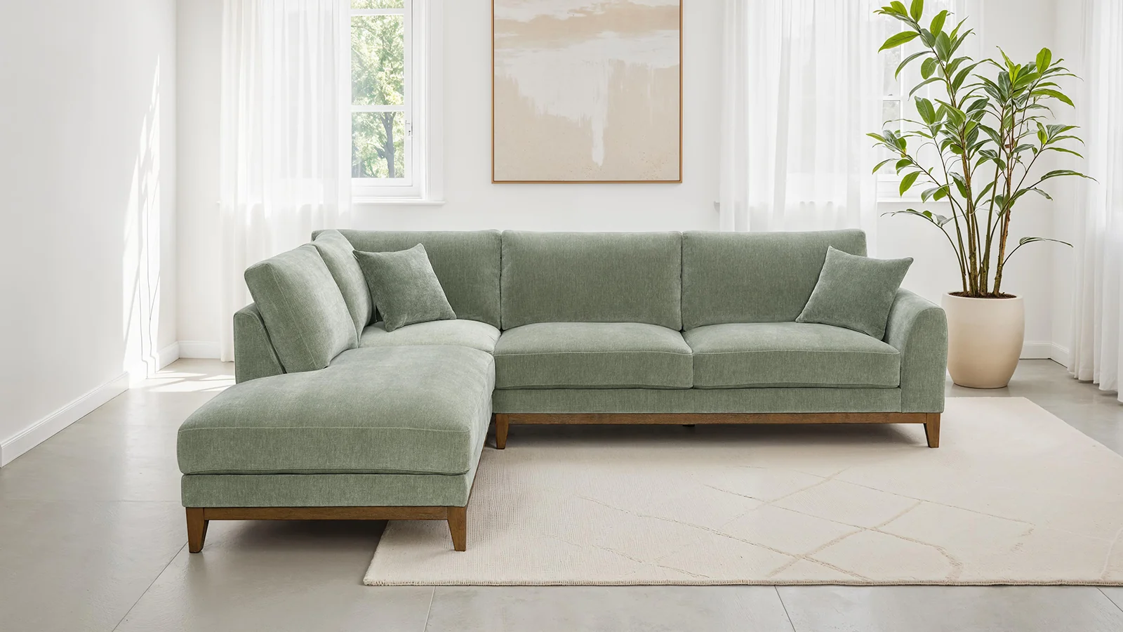 Watton Chenille Chaise Sectional - Left or Right - Image 2