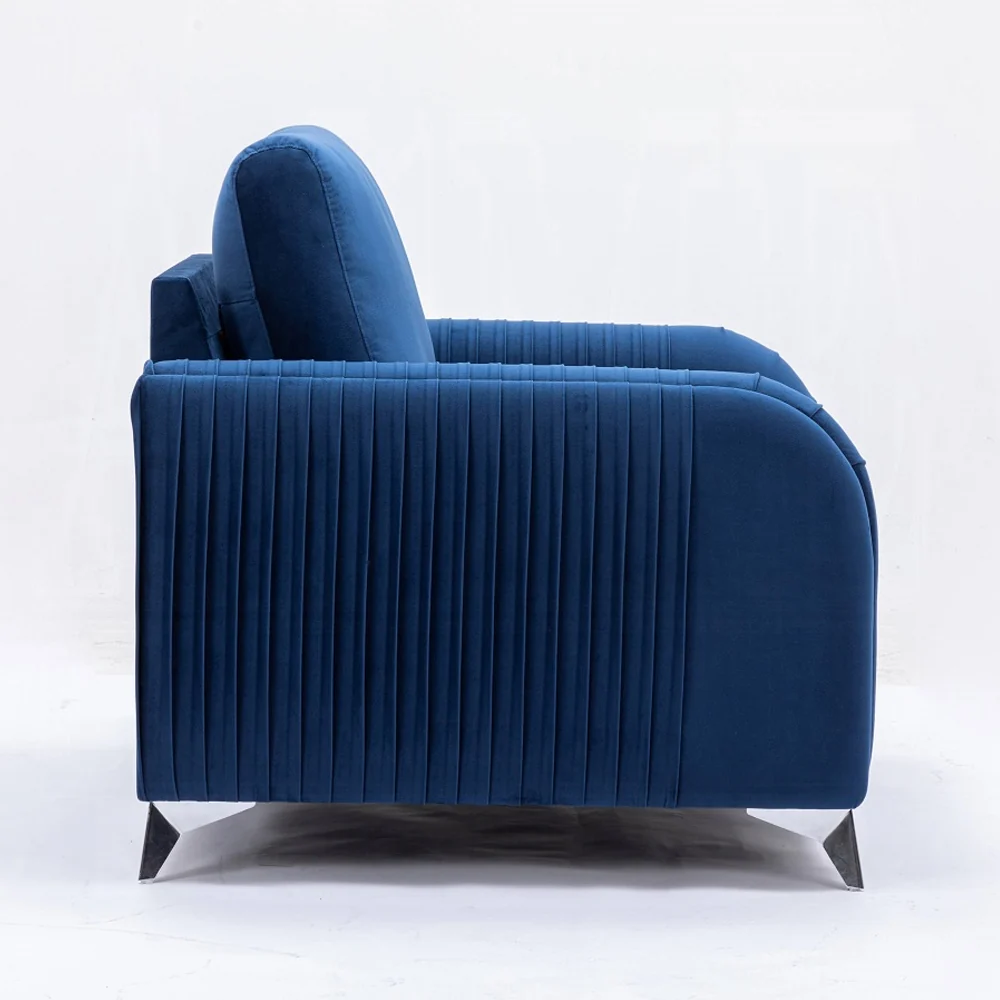 Wenona 2 Pc Blue Velvet Sofa Collection - Image 5