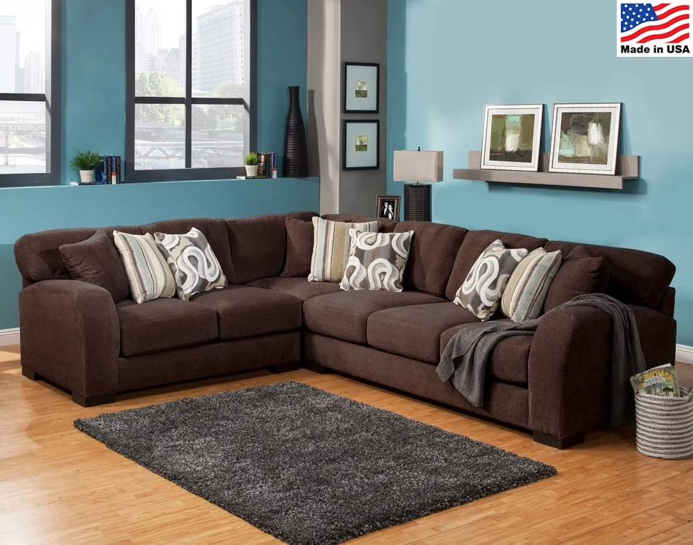New Comfort Industries Wesley 3 Pc Sectional - Chocolate - Image 2