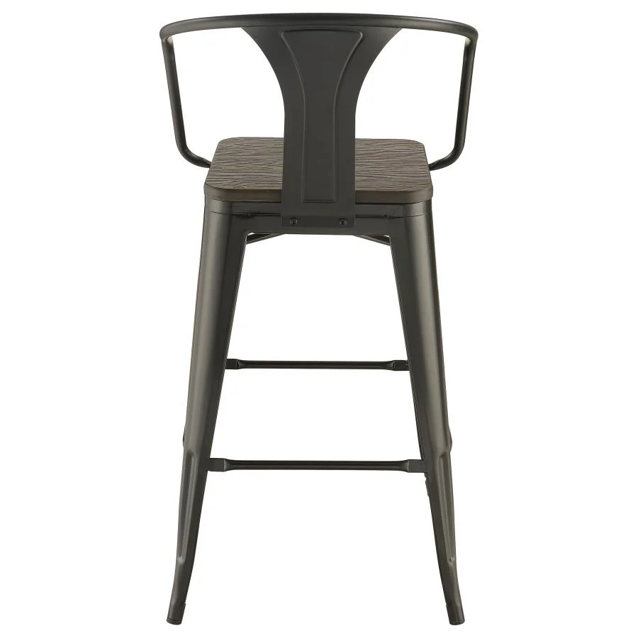 Cavalier Wooden Seat Bar Stools Dark Elm & Matte Black - Image 4