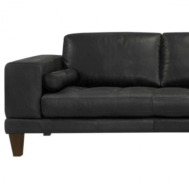 Armen Living Wynne 100% Genuine Leather Black Sectional - Image 4