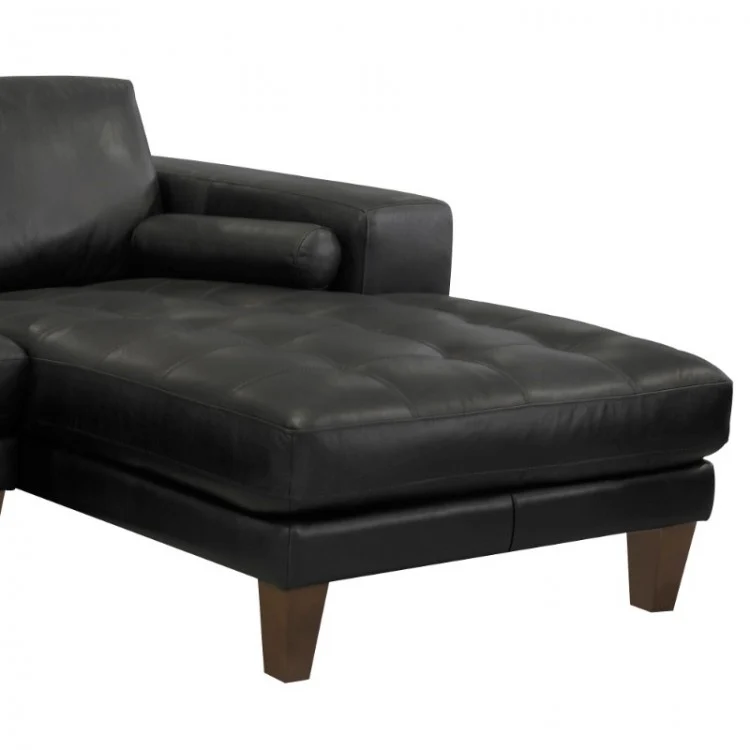 Armen Living Wynne 100% Genuine Leather Black Sectional - Image 5