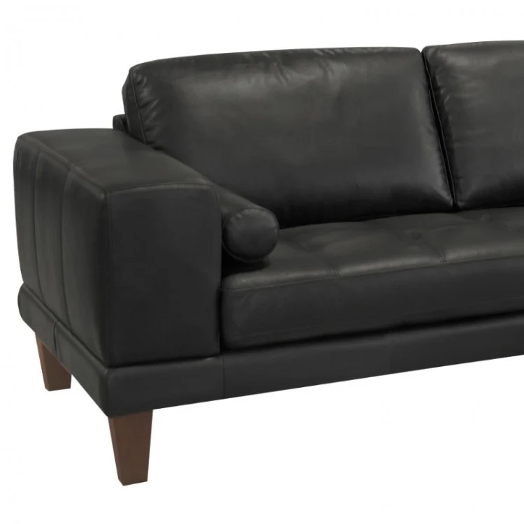 Armen Living Wynne 100% Genuine Leather Black Sectional - Image 6