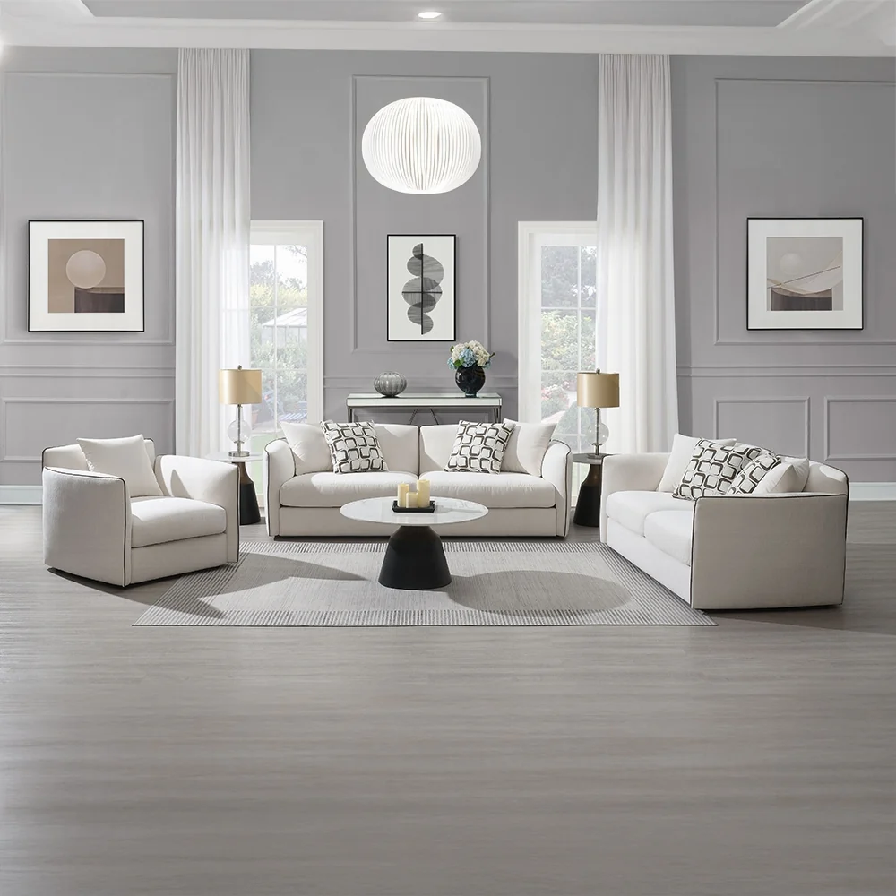 Yolanda 2 Pc Beige Chenille Sofa Set