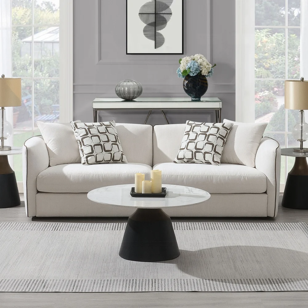 Yolanda 2 Pc Beige Chenille Sofa Set - Image 2
