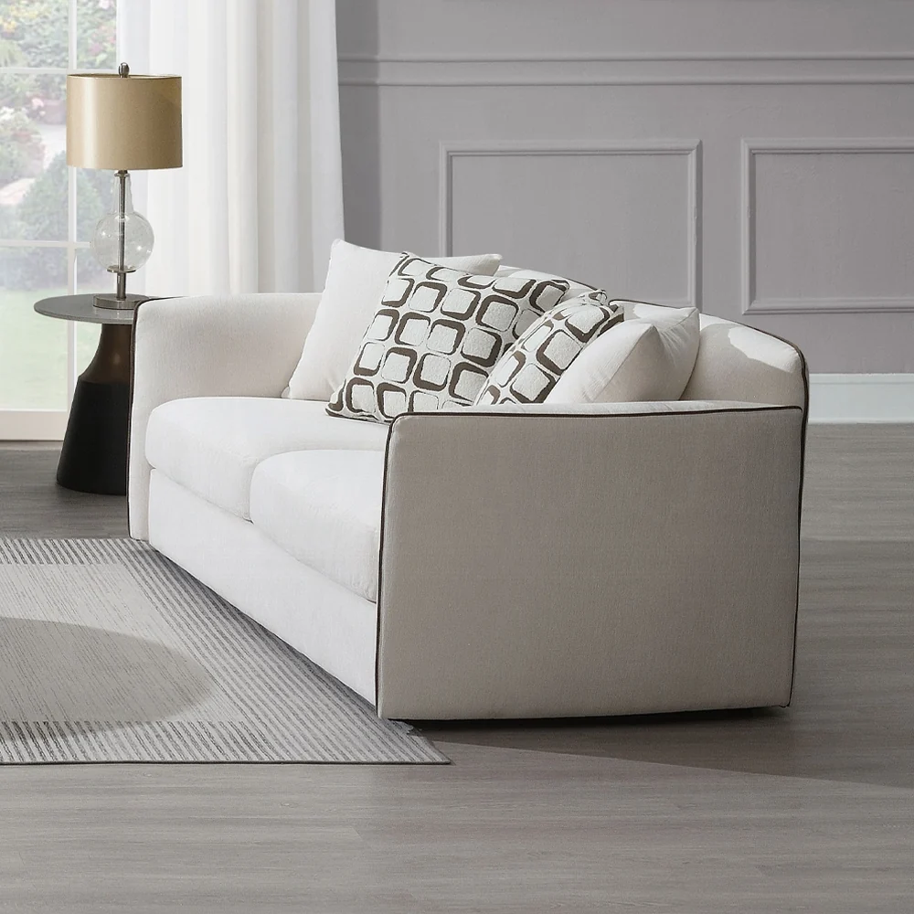 Yolanda 2 Pc Beige Chenille Sofa Set - Image 3