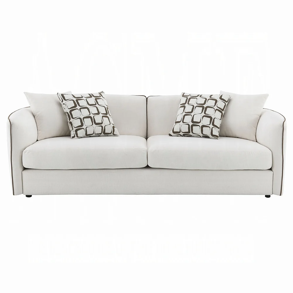 Yolanda 2 Pc Beige Chenille Sofa Set - Image 4