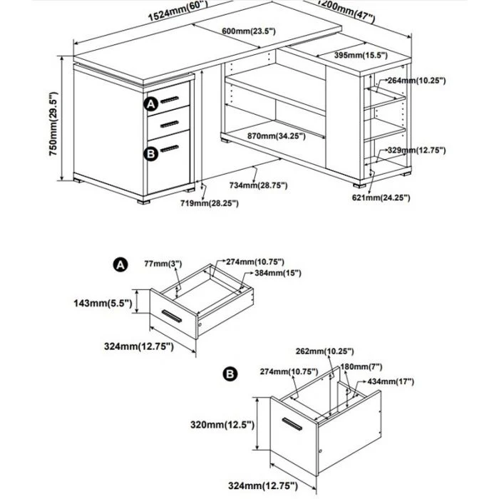 Yvette Office Desk by Coaster ~ 4 Finishes - Image 8