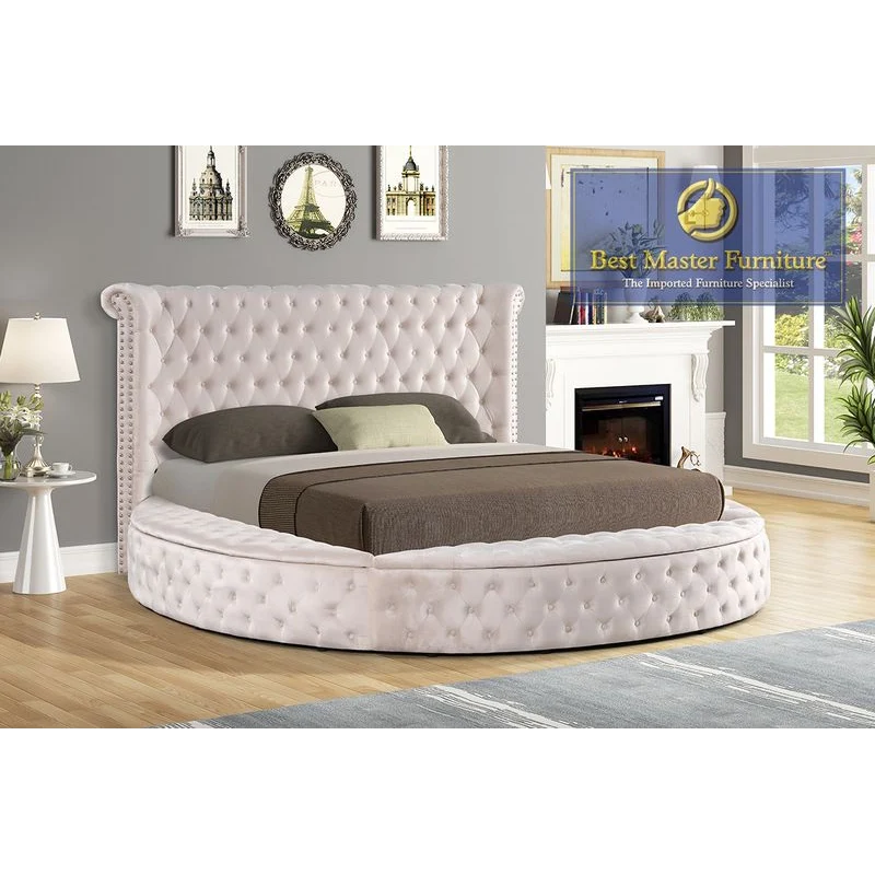 YY138 Round Velvet Platform Bed - 3 Colors - Image 3