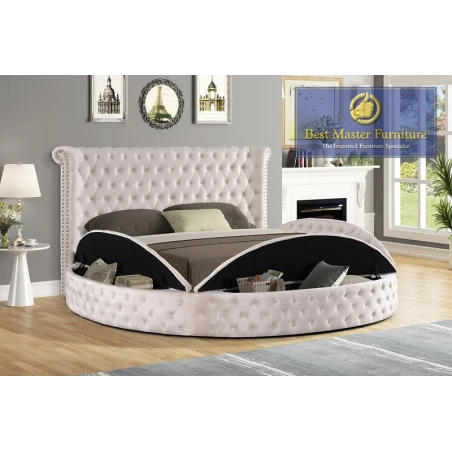 YY138 Round Velvet Platform Bed - 3 Colors - Image 4