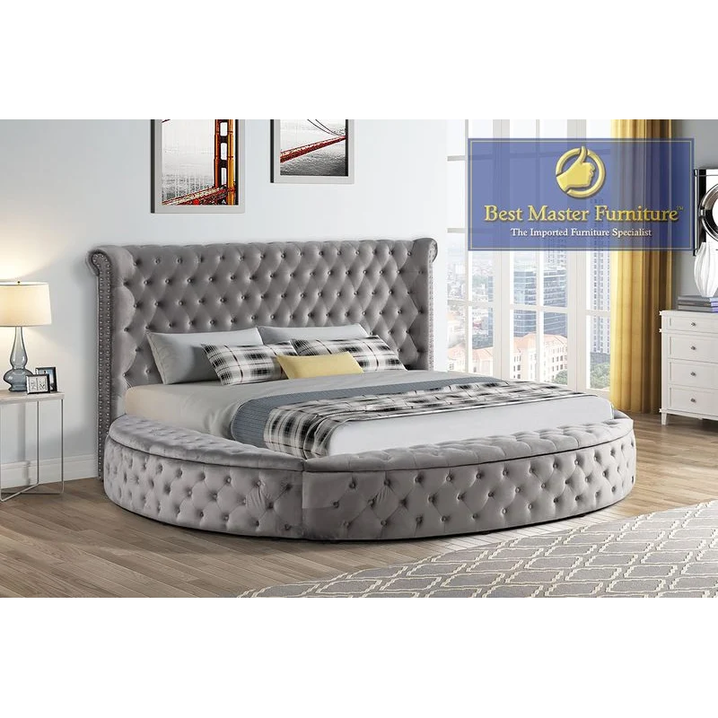 YY138 Round Velvet Platform Bed - 3 Colors - Image 5