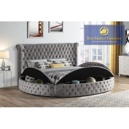 YY138 Round Velvet Platform Bed - 3 Colors - Image 6