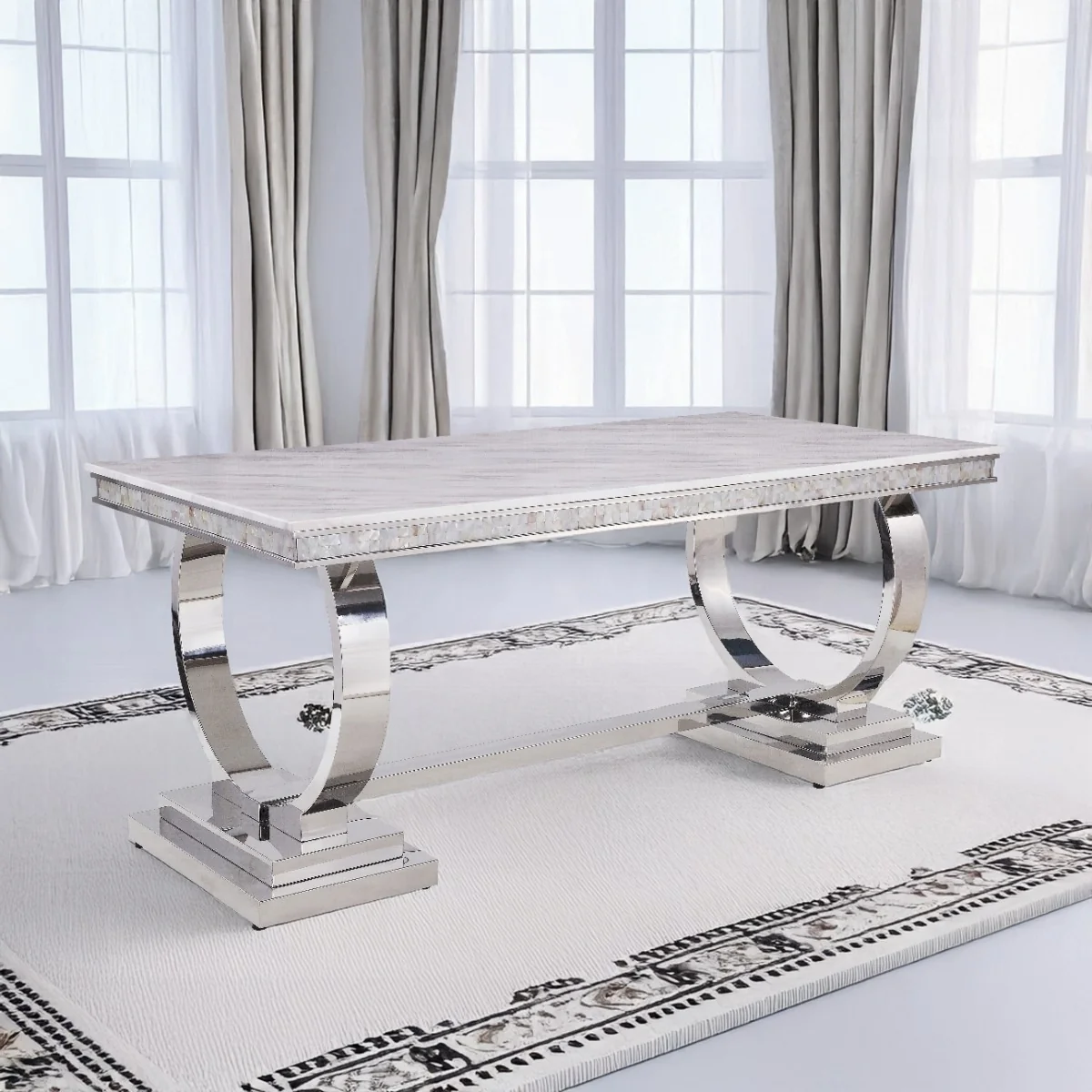 Zander White Marble Dining Collection - Image 2