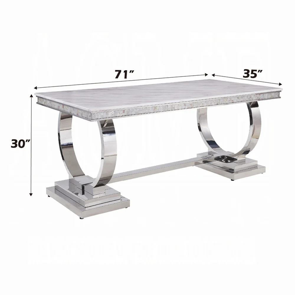 Zander White Marble Dining Collection - Image 9