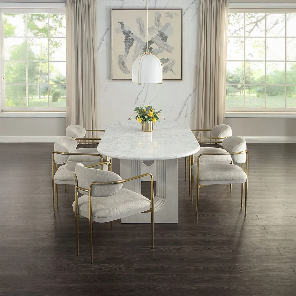 Zayn Natural Marble Top Dining Collection