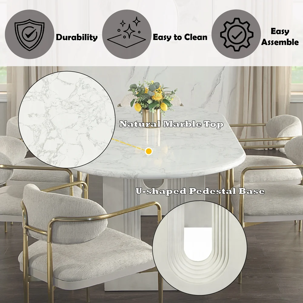 Zayn Natural Marble Top Dining Collection - Image 9